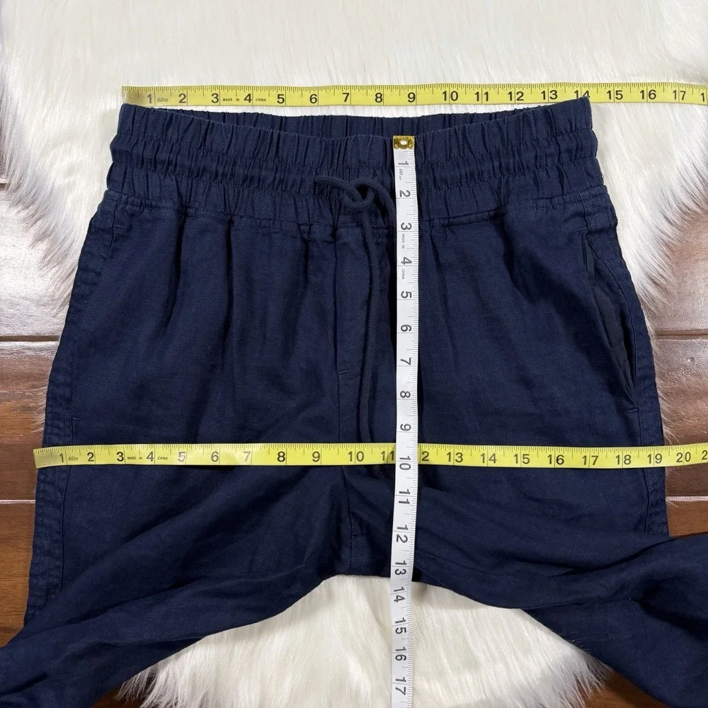 Quince Women's Size Small Navy Blue 100% European Linen Wide Leg Pants